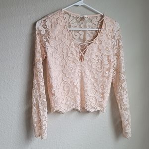 Forever 21 pink lace crop top